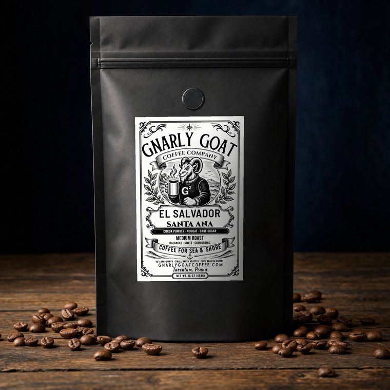 El Salvador Santa Ana 16 ounce bag on weathered wood